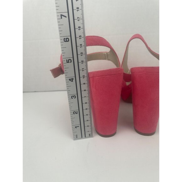Anne Klein Pink Suede Platform Heels Strappy Open Toe Sandals Sz 7.5 Barbiecore - Picture 5 of 13